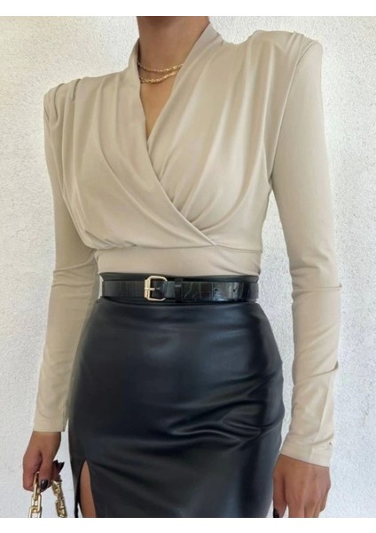 Vatkalı Kruvaze Model Sandy Bluz-Bej modelleri