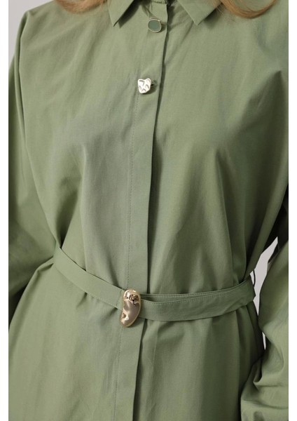 Kuşak Detaylı Tunik Gömlek - Haki fırsatları