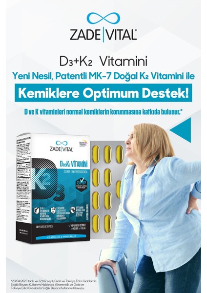 D3 + K2 Vitamini Içeren Takviye Edici Gıda 30 Yumuşak Kapsül