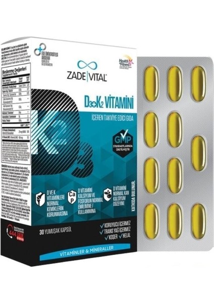 D3 + K2 Vitamini Içeren Takviye Edici Gıda 30 Yumuşak Kapsül indirimleri