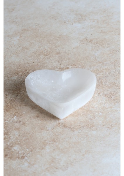 Selenit Doğal Taş Kalp Tabak