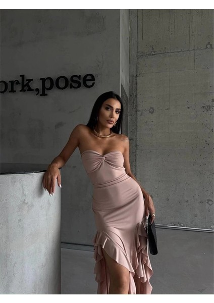 Strablez Sandy Elbise Yanları Katlı - Bej fiyatları