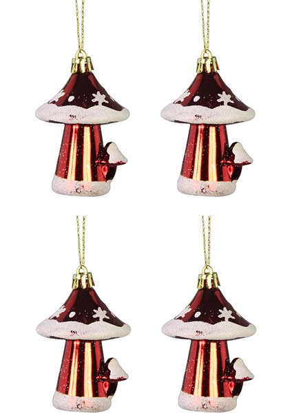 Yılbaşı Süsü 4'lü Mantar Kırmızı 10 cm