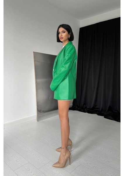 Yeşil Düğmeli Deri Ceket fiyatları