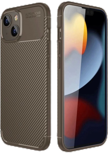 Newface iPhone 14 Kılıf Auto Focus Karbon Kapak - Kahverengi fiyatları