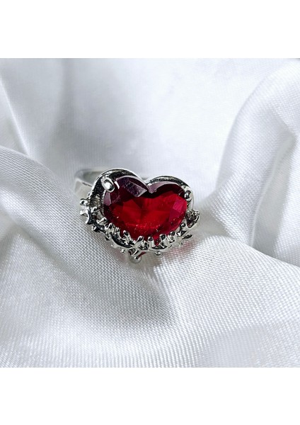 Taş Kalpli Y2K Ayarlanabilir Yüzük