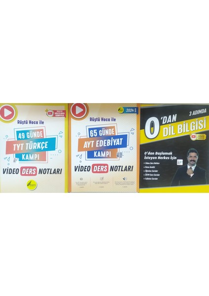 Rüştü Hoca Yayınları 65 Günde Ayt Edebiyat Video Ders Notları+49 Günde Tyt Türkçe Video Ders Notları+ 0 Dan Dil Bilgisi