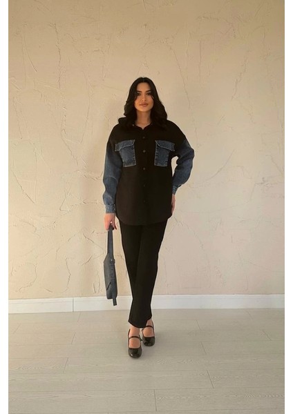 Siyah Kot Garnili Ceket