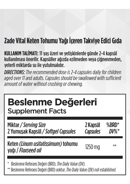 Keten Tohumu Yağı 625 Mg 60 Kapsül indirimleri