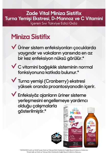 Miniza Sistifix Turna Yemişi Sıvı Takviye Edici Gıda 150 ml modelleri