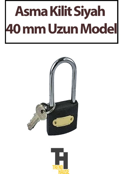 Asma Kilit Siyah 40 mm Uzun Model