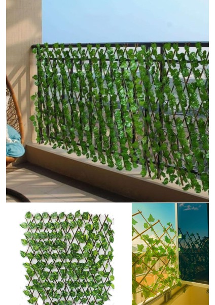 Açılır Kapanır Akordiyon Dekoratif Yapay Sarmaşık Balkon Teras Bahçe Çiti Çit Ofis Dekor Paravanı - Yapay Sarmaşık Çit