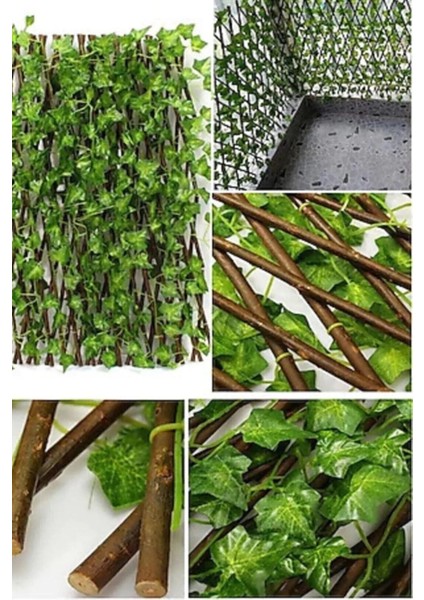 Açılır Kapanır Akordiyon Dekoratif Yapay Sarmaşık Balkon Teras Bahçe Çiti Çit Ofis Dekor Paravanı - Yapay Sarmaşık Çit