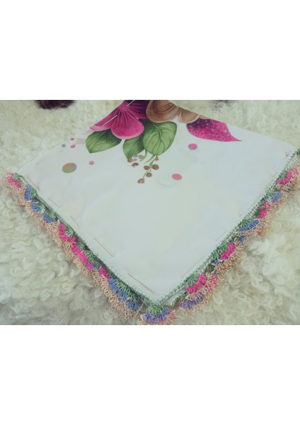 ve Reyhan %100 Pamuk Yazma Üzerine Tamamı El Işi Dört Tarafı Oyalı Yazma, Eşarp, Mevlit Örtüsü 100 x 100CM fiyatları