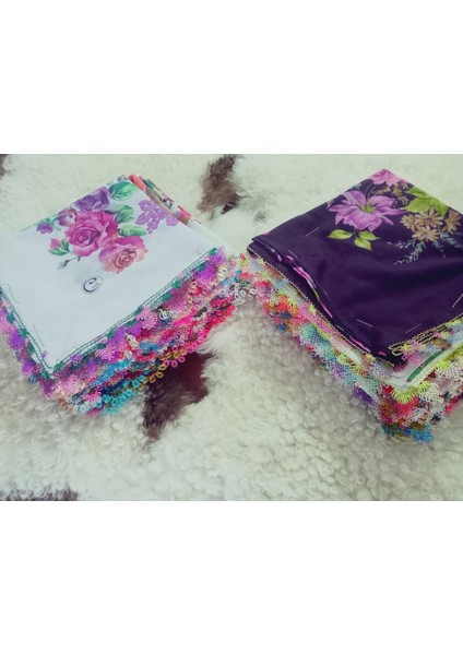 ve Reyhan %100 Pamuk Yazma Üzerine Tamamı El Işi Dört Tarafı Oyalı Yazma, Eşarp, Mevlit Örtüsü 100 x 100CM indirimleri