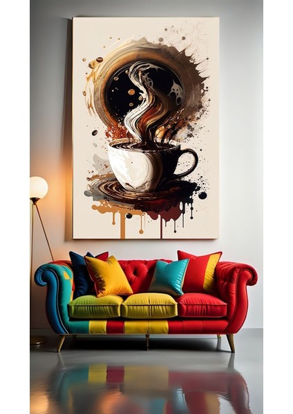 Sanatsal Kahve Portresi Ev Duvar Salon Güzellik Salonu Ofis Dükkan Dekarasyon Kanvas Tablo