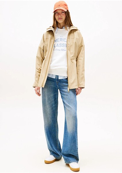 Kadın Kapüşonlu Beli Büzgülü Parka - Bej fiyatları