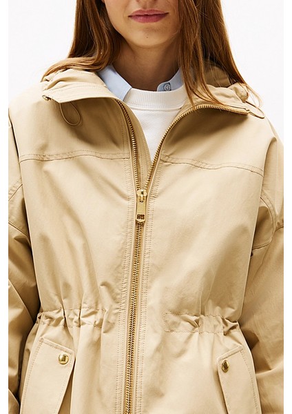 Kadın Kapüşonlu Beli Büzgülü Parka - Bej fırsatları