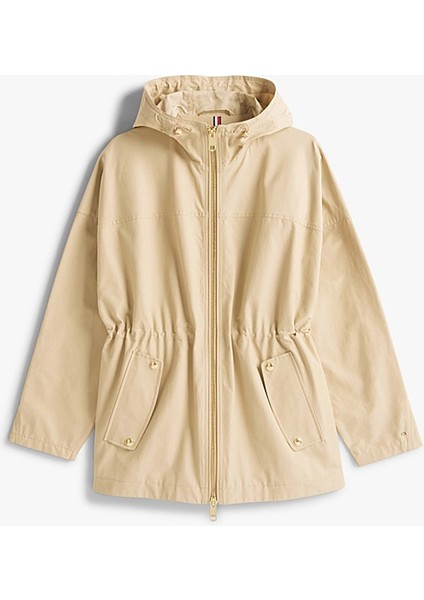 Kadın Kapüşonlu Beli Büzgülü Parka - Bej indirimleri
