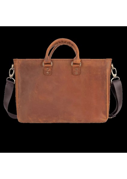Isme Özel Askılı Cepli Evrak - Laptop Çantası - %100 Crazy Deri - AC09003 - Taba fiyatları
