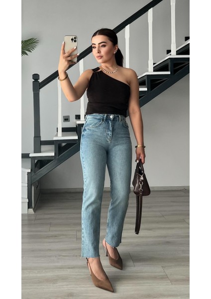 Acı Kahve Tek Omuz Aksesuar Detaylı Bluz fırsatları