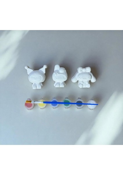 Çocuklar Için 3D Taş Boyama Seti-Eğitici Yaratıcı Sanat Kitleri-3 Minyatür Figür, 6 Renk Boya, Fırça fiyatları