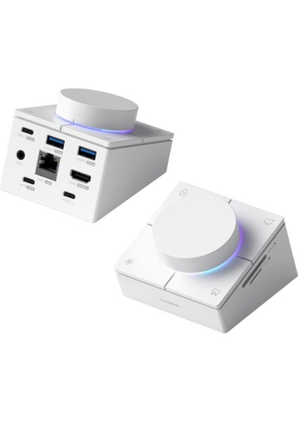 Knob Usb-C Hub | Rgb Docking Station | 4K@60Hz Hdmı, 100W Pd, 2.5g Lan, Usb-C, 2×usb3.0, Sd/microsd, Aux – MacBook & iPad Pro Uyumlu (Beyaz)