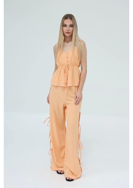 Fiyonklu Bluz Takım - Kavuniçi