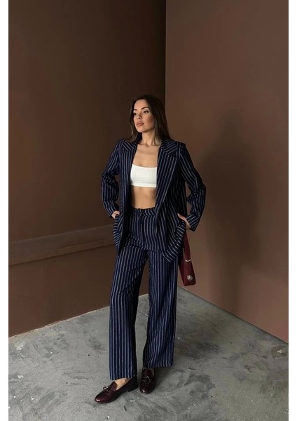 Lacivert Çizgili Ceket ve Pantolon Takım fiyatları