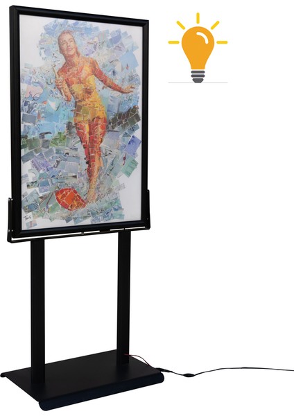B2 50X70 Neolight LED Işıklı Reklam Panosu - Sac Tabanlı LED Poster Pano - Işıklı Çift Taraflı Pano