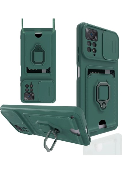 Xiaomi Redmi Note 12 Pro 4g Kılıf Zuma Kartvizitli Yüzüklü Silikon - Yeşil - AKMONL4055-4969
