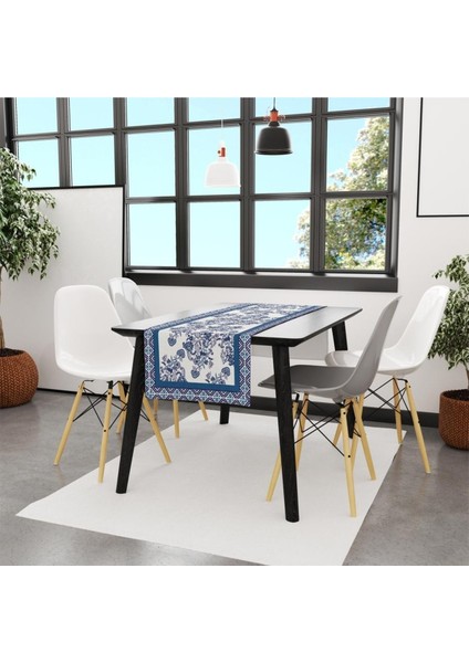 Blue Flowers Runner 140X45CM- Mavi Çiçekler, Ince Keten, Uluslararası Yıkama ve Solmama Sertifikası fiyatları