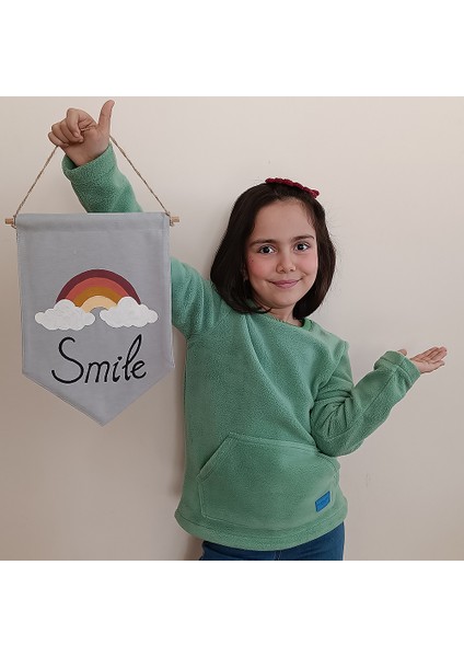 “el Yapımı Keten Duvar Flaması – Ahşap Çubuklu, Bebek ve Çocuk Odası Dekoru”