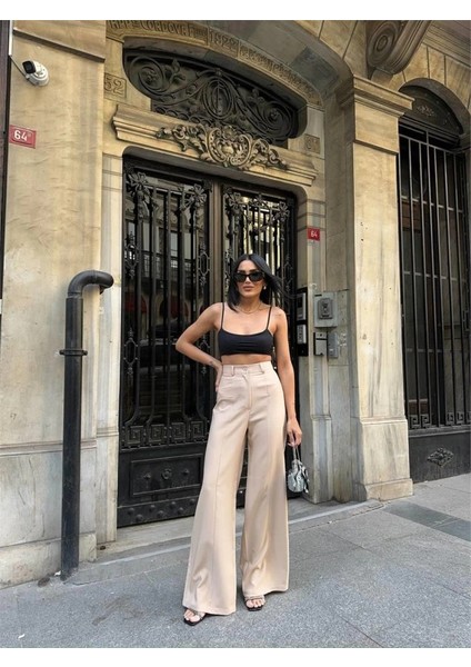 Pantolon Kapalı Cep Detaylı Salaş Pantolon - Bej