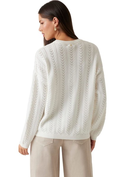 Kadın Sylvie Örgü Detaylı Triko - Beyaz fiyatları