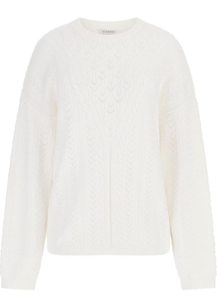 Kadın Sylvie Örgü Detaylı Triko - Beyaz fırsatları