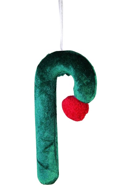 Yılbaşı Süsü Kadife Baston Yeşil 25 cm
