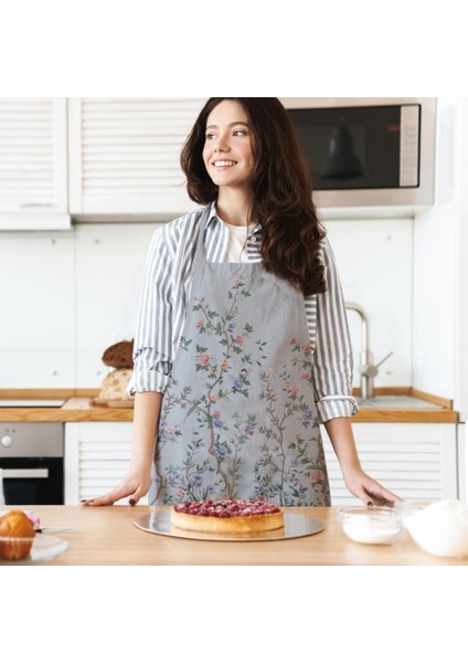 Mini Colorful Flowers Mutfak Önlüğü (Keten Kumaş, Uluslararası Yıkama ve Solmama Sertifikası) fiyatları