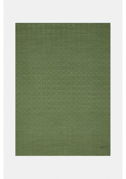 Pamuk Ipek Monogram Şal 300116-ZÜMRÜT Yeşili