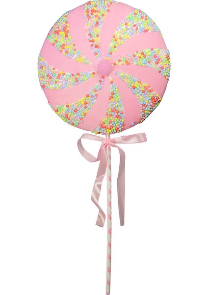 Yılbaşı Süsü Şekerli Lolipop Pembe 56 cm