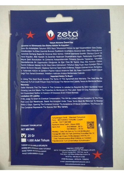 Maydanoz Tohumu 25 gr fiyatları
