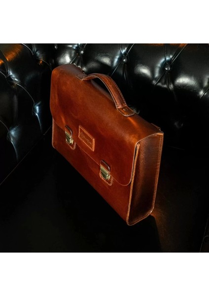Isme Özel Evrak Çantası - Messenger Bag - %100 Deri - AC09001 - Koyu Kahverengi fiyatları