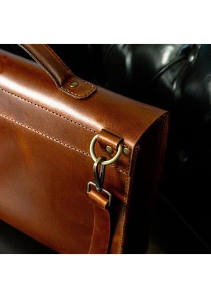 Isme Özel Evrak Çantası - Messenger Bag - %100 Deri - AC09001 - Koyu Kahverengi modelleri