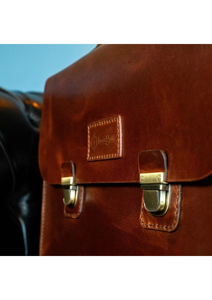 Isme Özel Evrak Çantası - Messenger Bag - %100 Deri - AC09001 - Koyu Kahverengi fırsatları