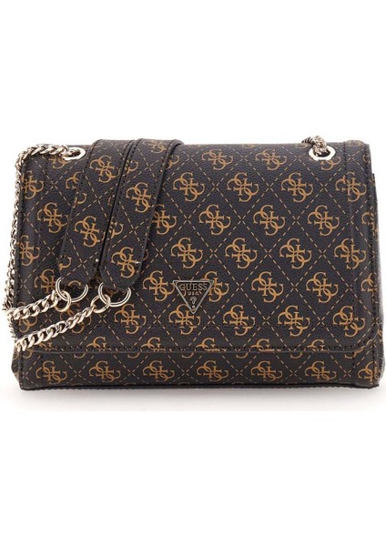 Kadın Kapitone Monogram Desenli Omuz Çantası - Kahverengi