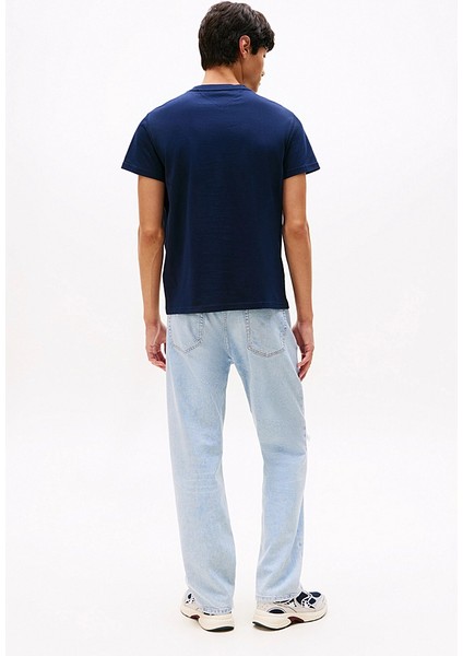 Erkek Slim Fit Grafik Baskılı T-Shirt - Lacivert modelleri