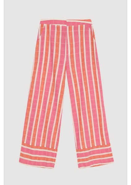 Bol Paça Çizgili Pembe Kadın Pantolon PNT00531 fiyatları