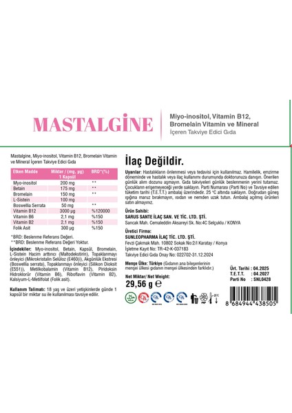 Mastalgine fiyatları