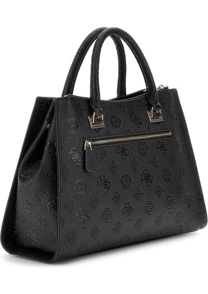 Kadın Kabartma Monogram Desenli Yapılandırılmış El Çantası - Siyah fiyatları