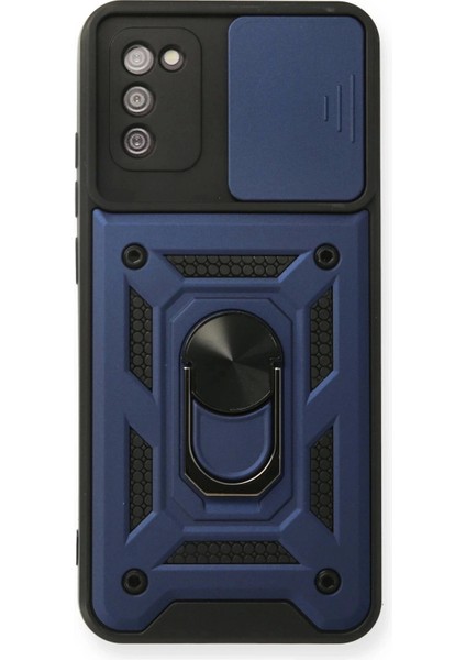 Newface Samsung Galaxy A03S Kılıf Pars Lens Yüzüklü Silikon - Lacivert